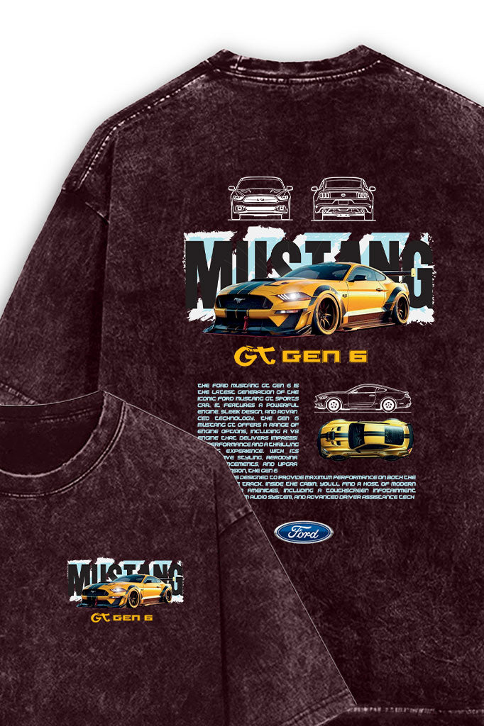 Mustangg Acid Wash Oversized T-Shirt