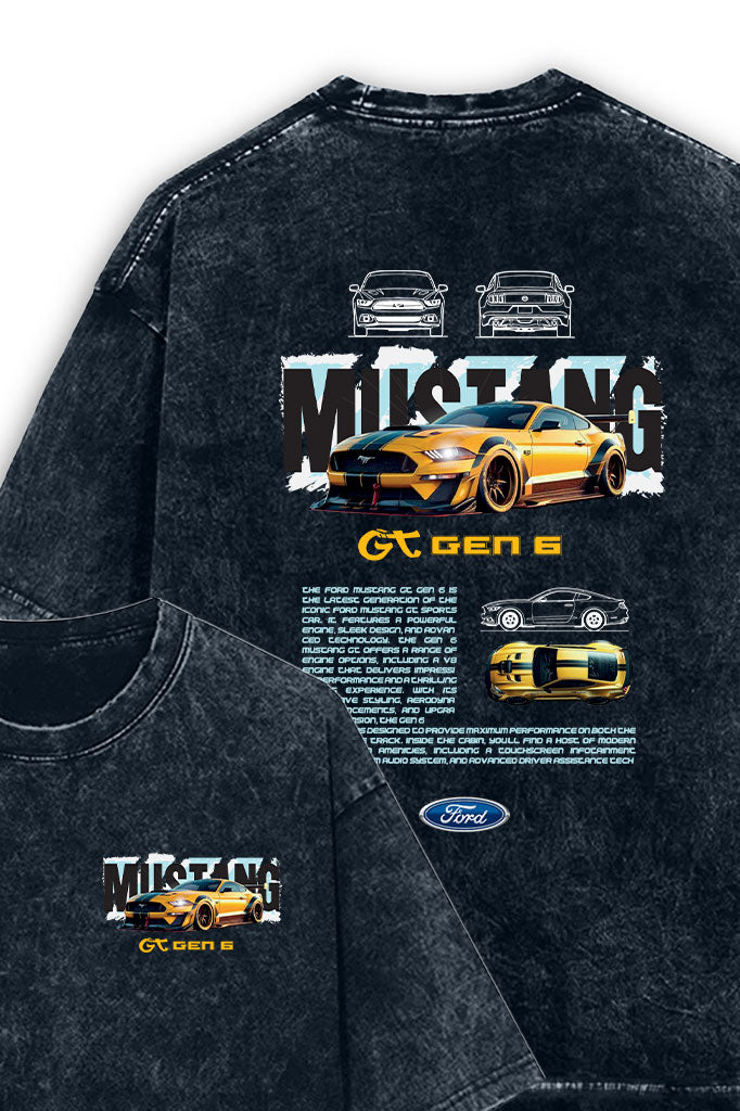 Mustangg Acid Wash Oversized T-Shirt