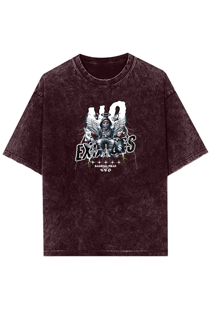 No Excuses (Front Print) Acid Wash Oversized T-Shirt