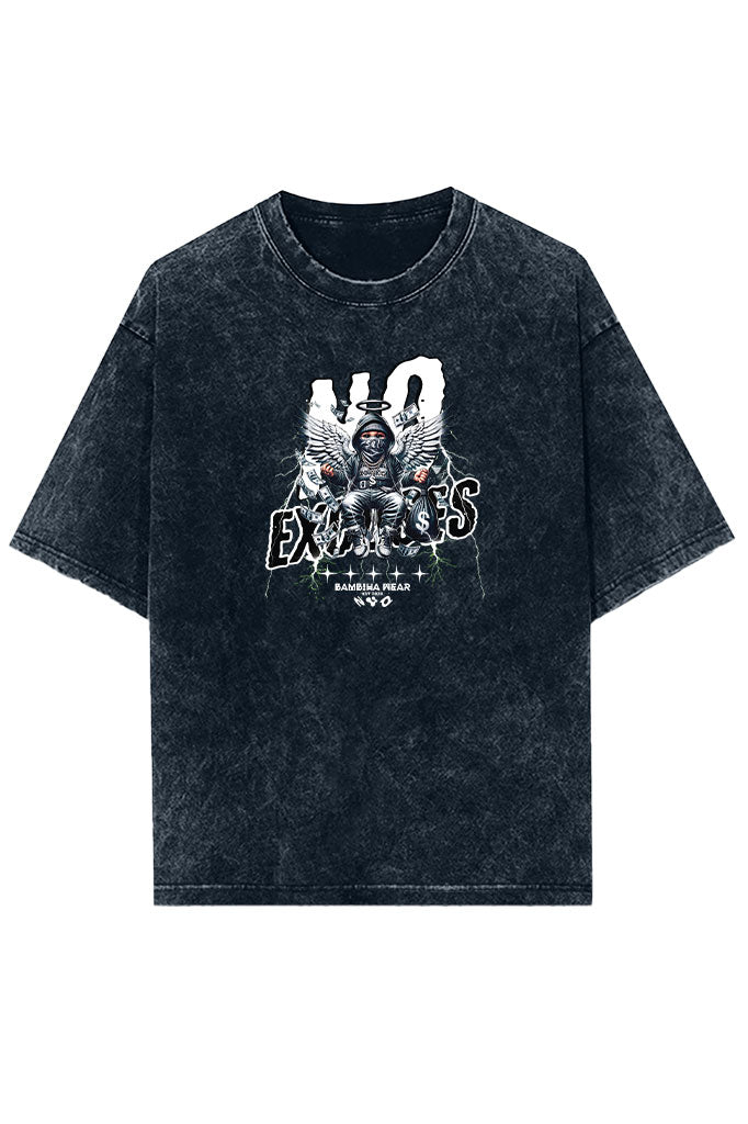 No Excuses (Front Print) Acid Wash Oversized T-Shirt