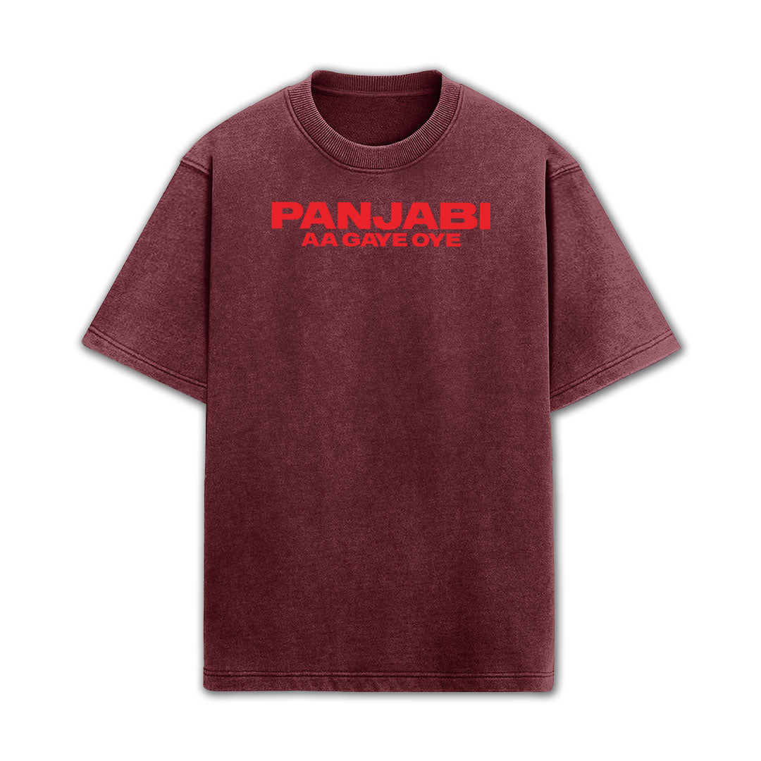 Panjabi Aa Gaye Oye Acid Wash Oversized T-Shirt
