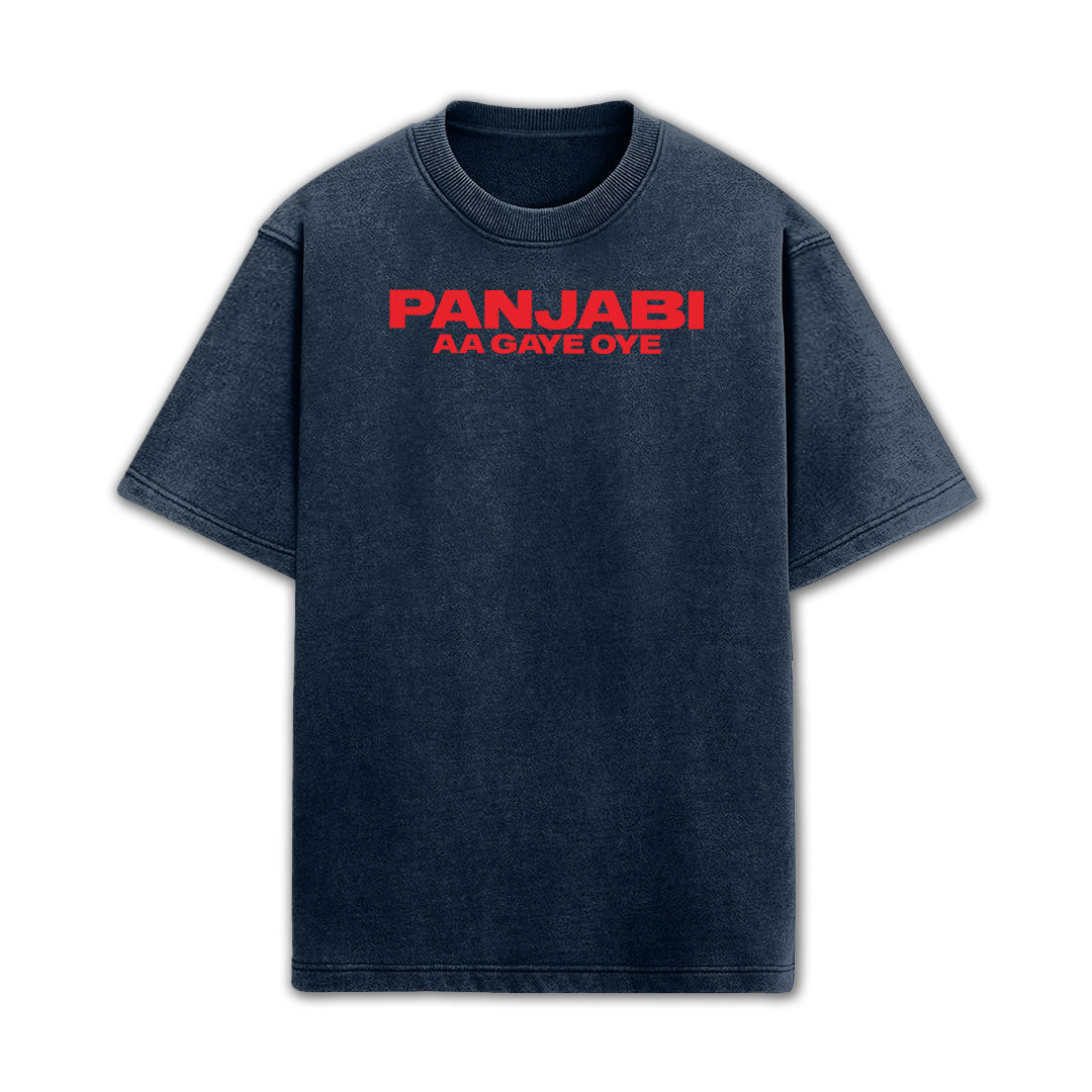 Panjabi Aa Gaye Oye Acid Wash Oversized T-Shirt