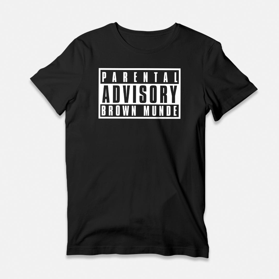 Parental Advisory Brown Munde Black T-Shirt