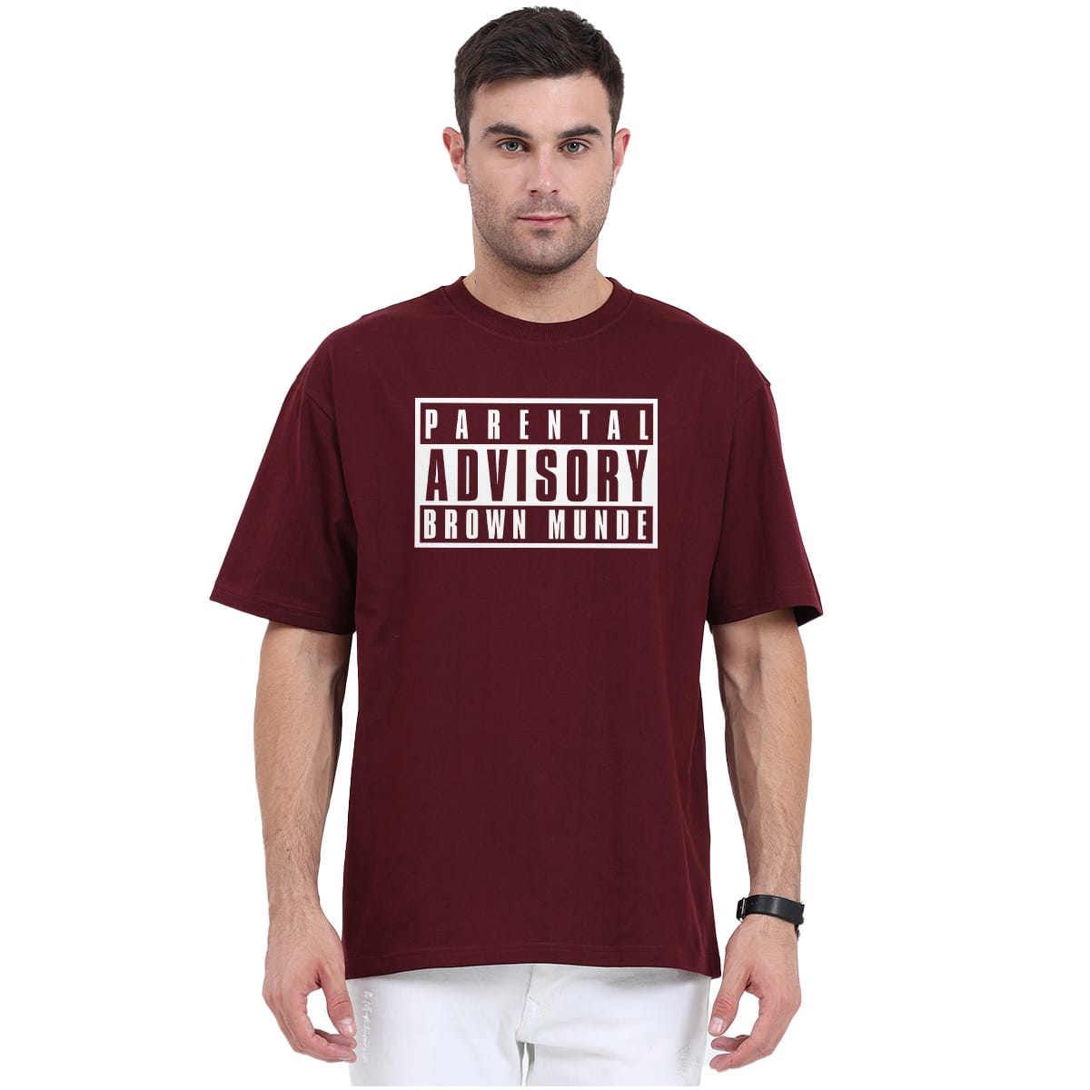 Parental Advisory Brown Munde Oversized T-Shirt