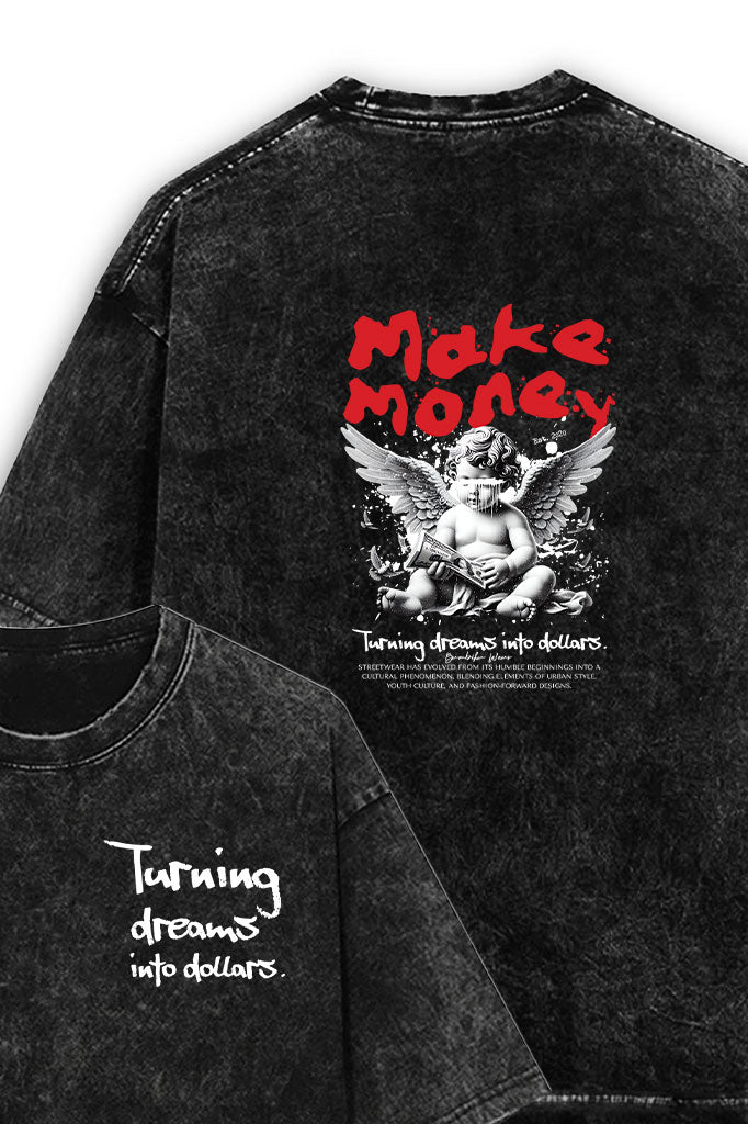 Turning Dreams into Dollars Acid Wash Oversized T-Shirt