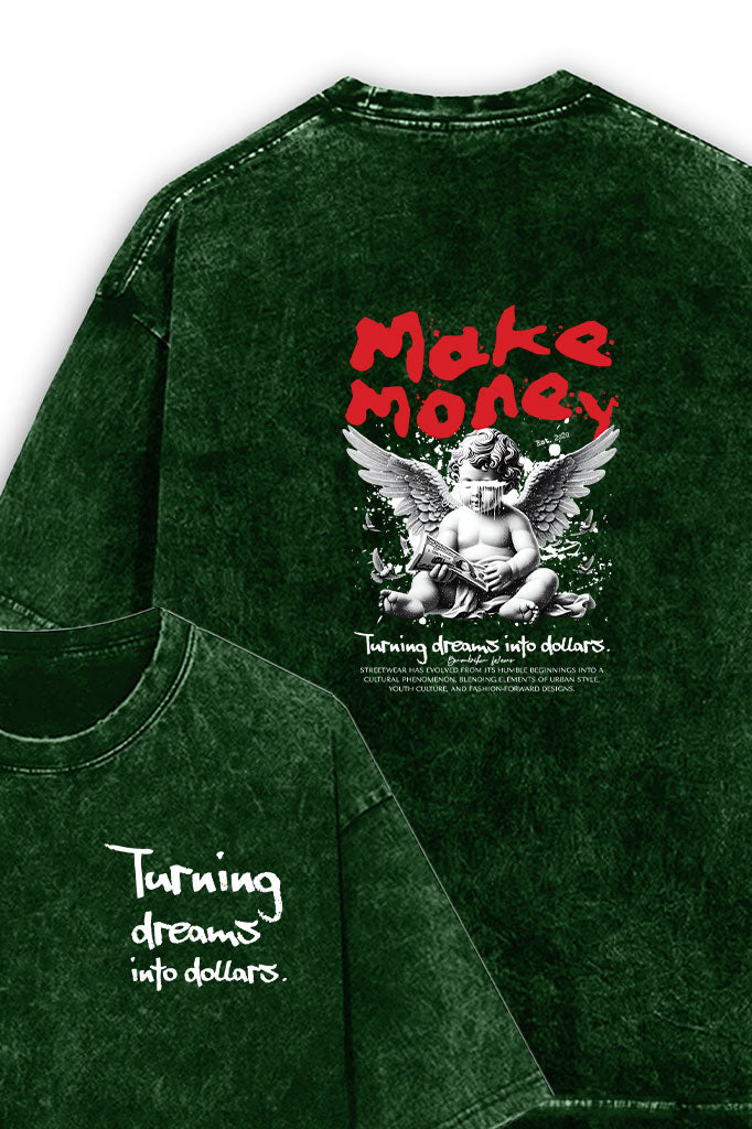 Turning Dreams into Dollars Acid Wash Oversized T-Shirt