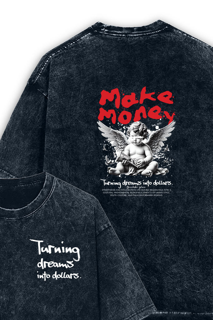 Turning Dreams into Dollars Acid Wash Oversized T-Shirt