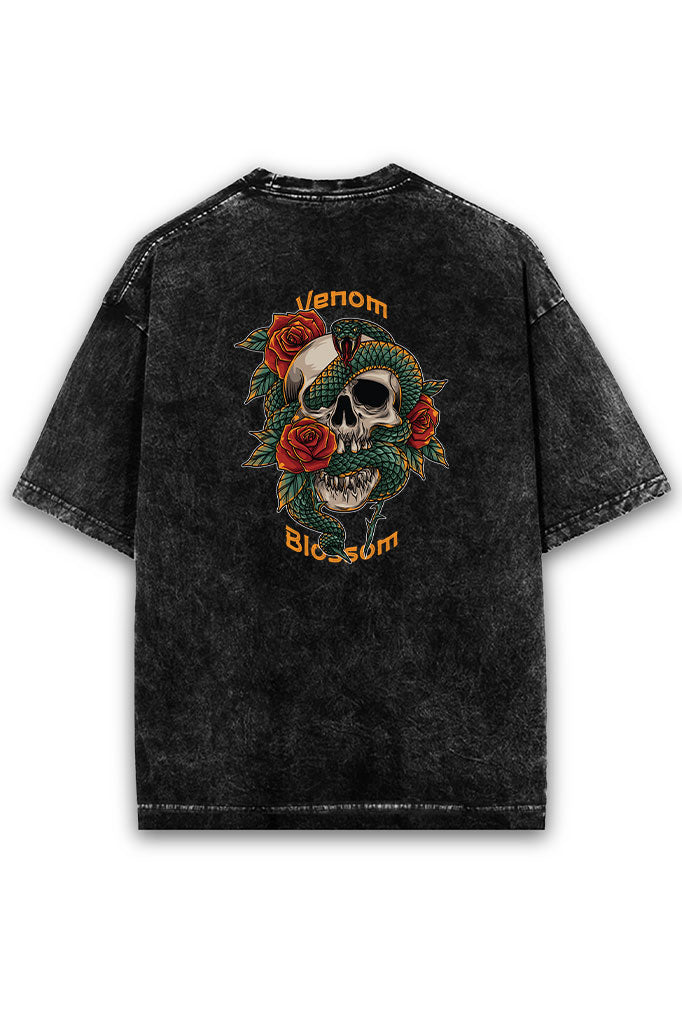 Venom Blossom Acid Wash Oversized T-Shirt