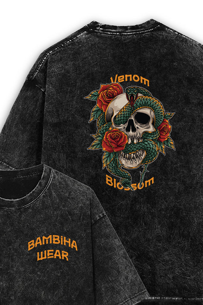Venom Blossom Acid Wash Oversized T-Shirt