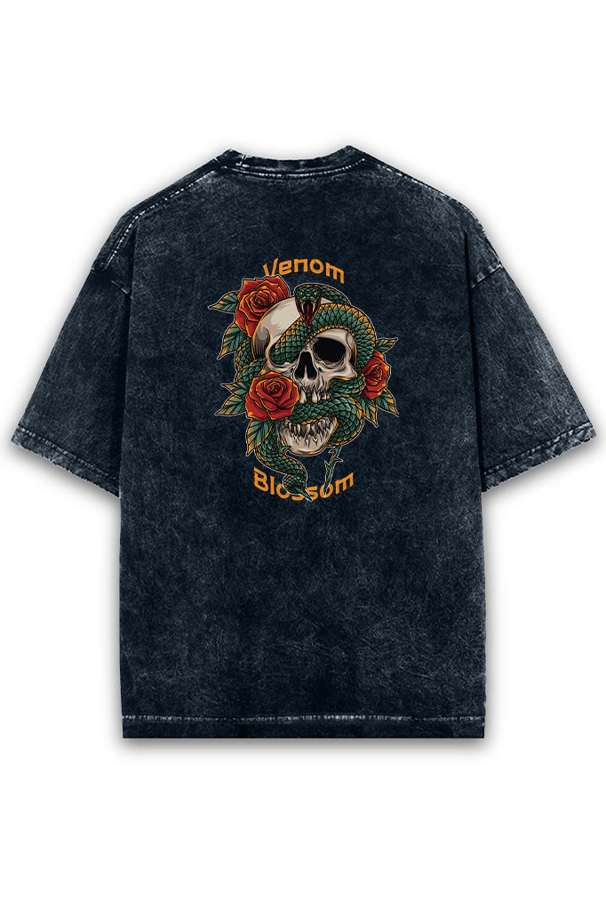 Venom Blossom Acid Wash Oversized T-Shirt