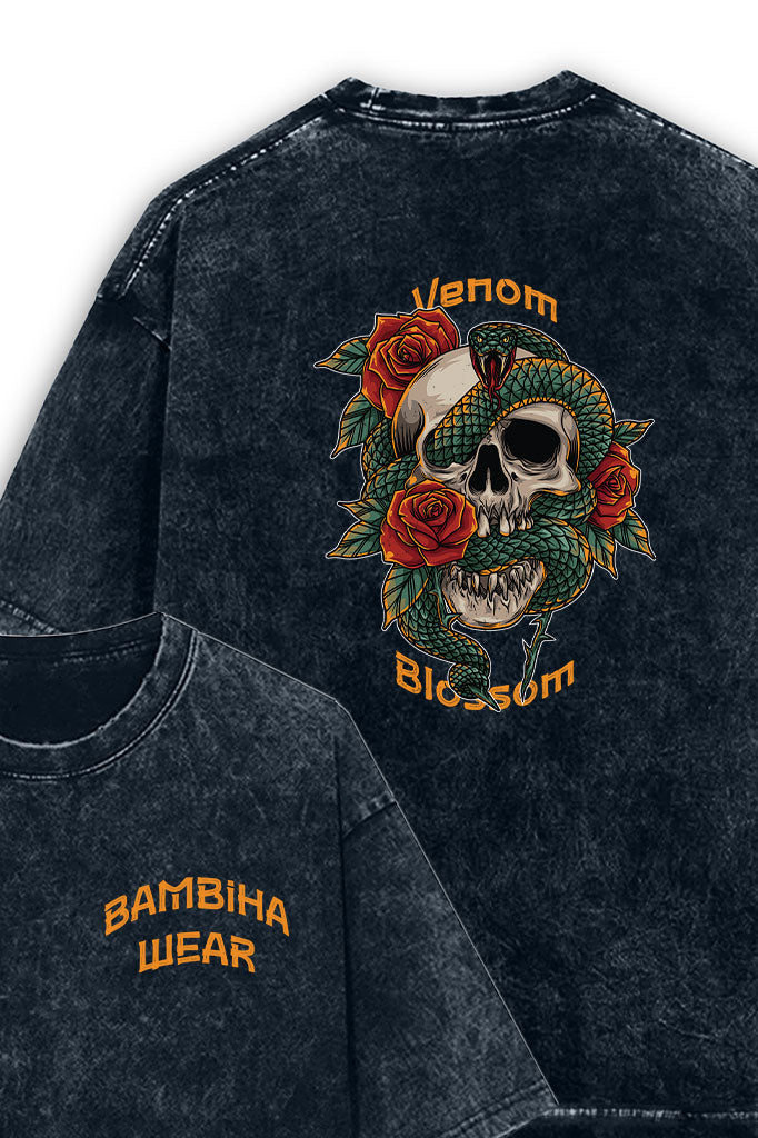 Venom Blossom Acid Wash Oversized T-Shirt