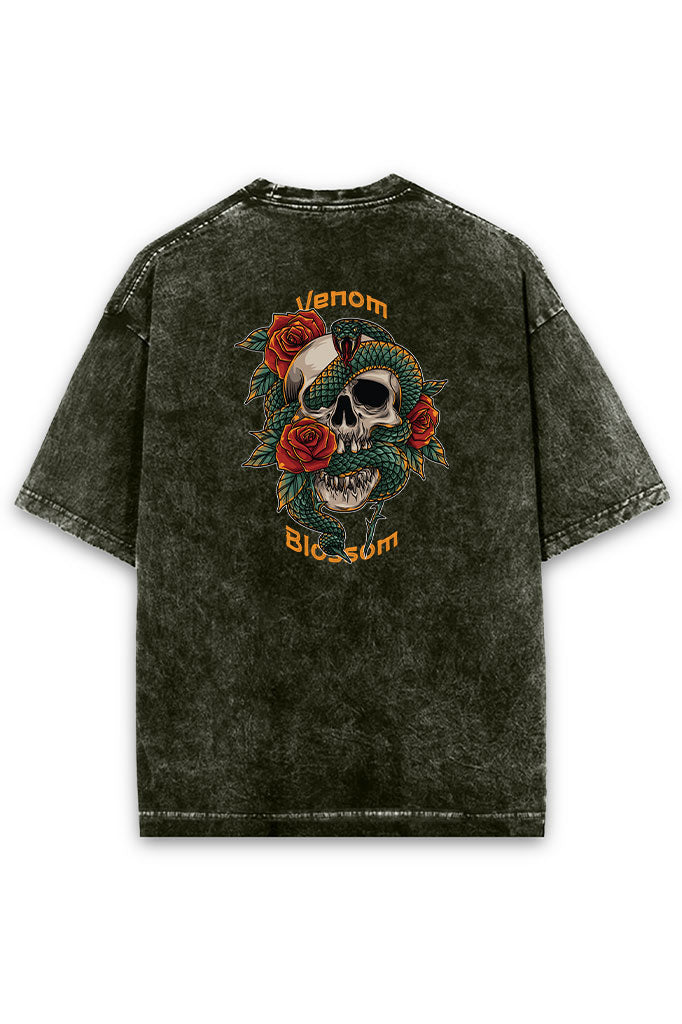 Venom Blossom Acid Wash Oversized T-Shirt