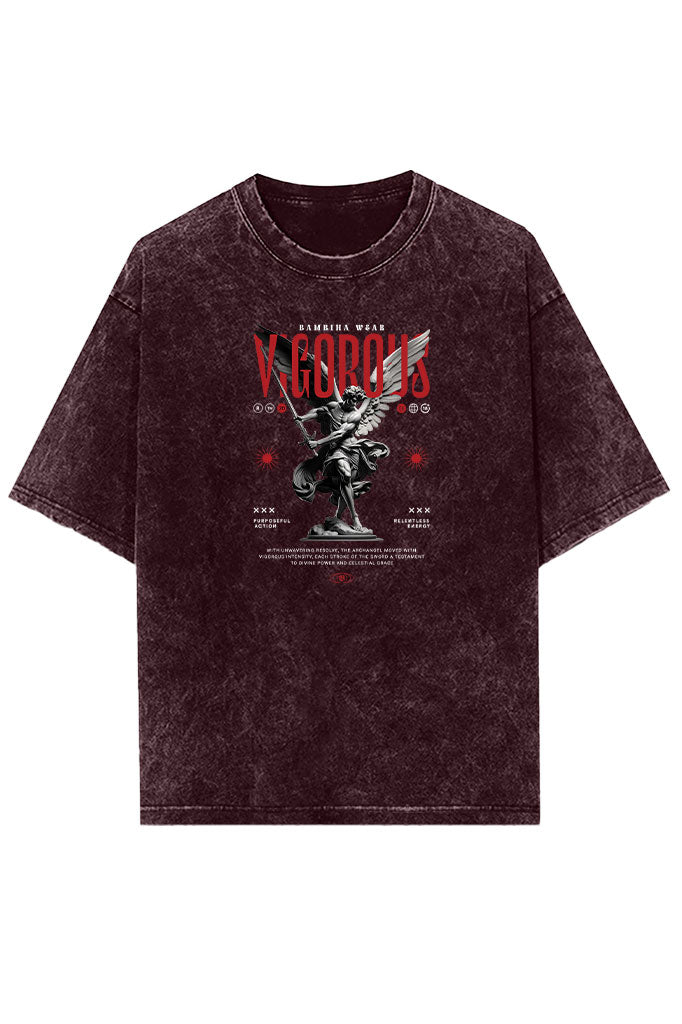 Vigorous (Front Print) Acid Wash Oversized T-Shirt