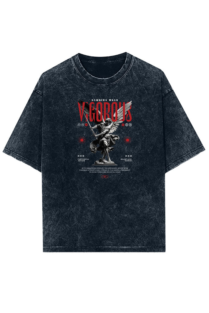 Vigorous (Front Print) Acid Wash Oversized T-Shirt