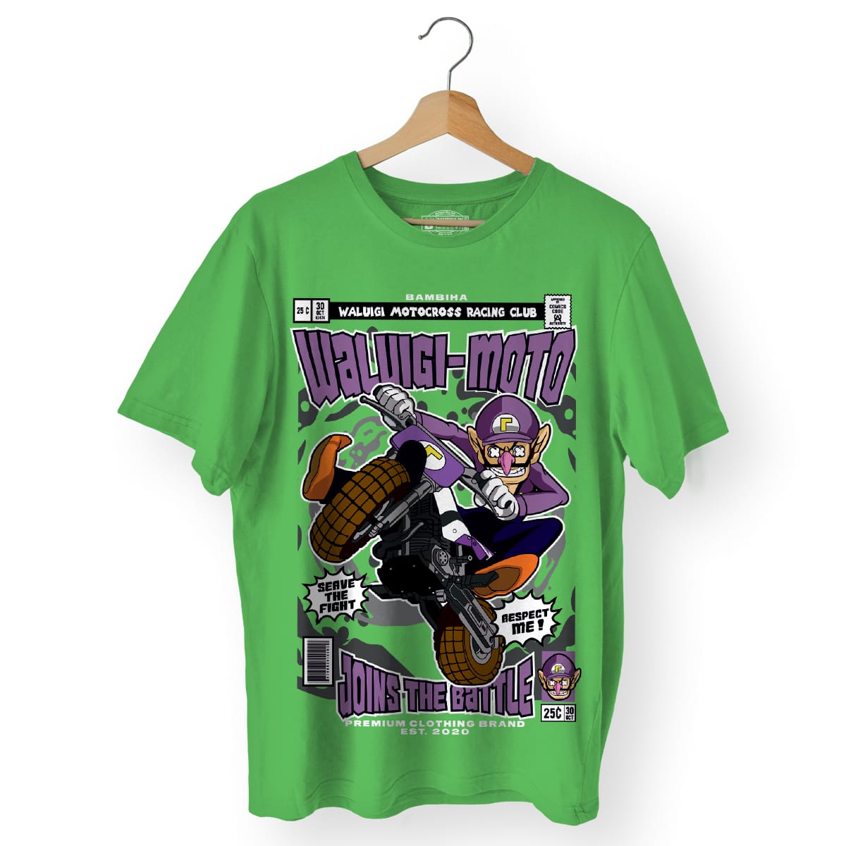 Waluigi Motocross Cartoon T-Shirt